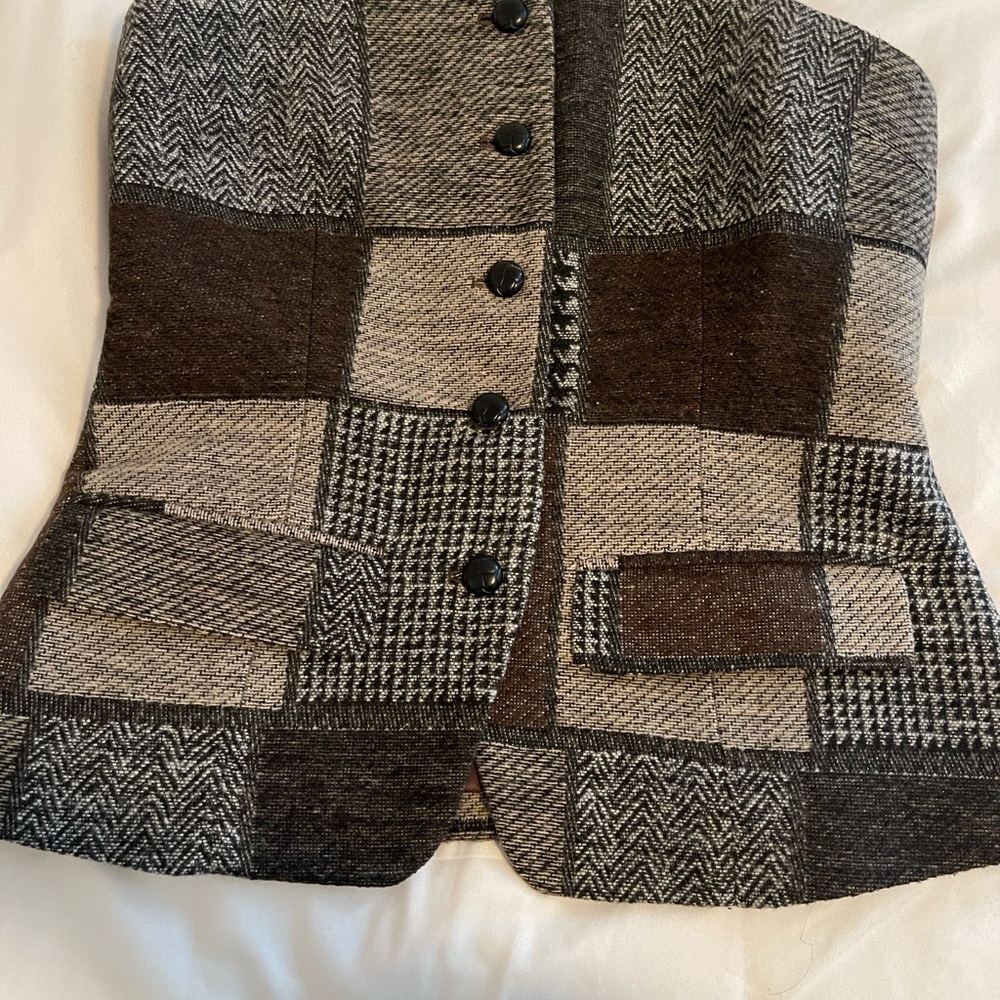 Fashion Nova Black and Brown Patchwork Top